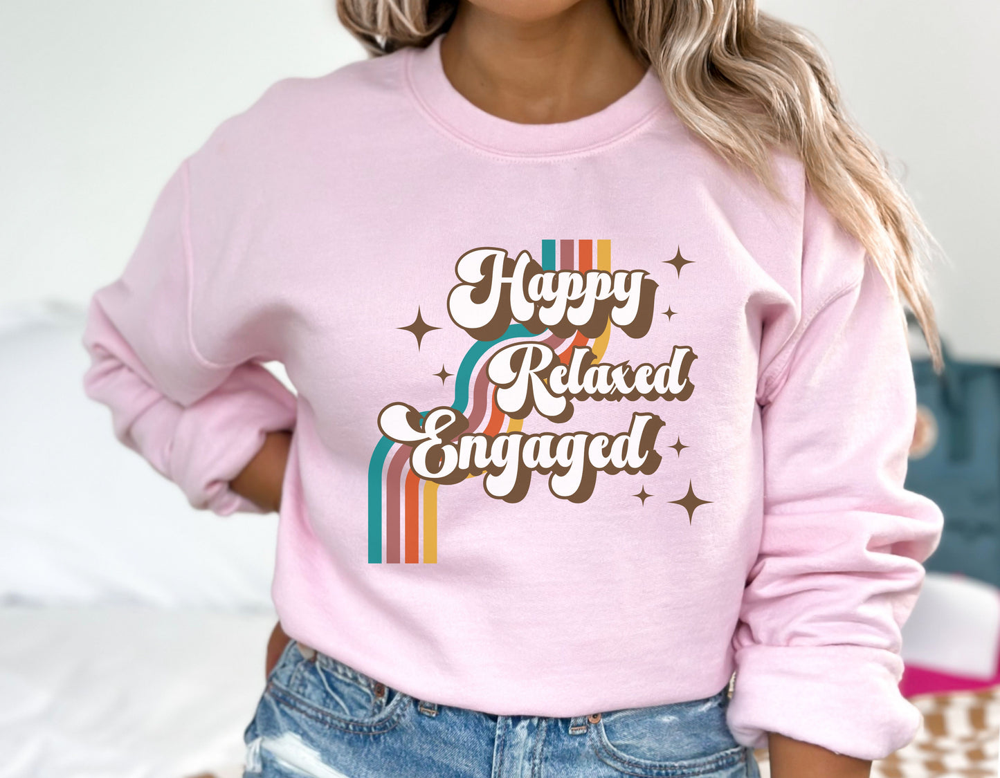 Happy Relaxed Engaged crewneck, Unisex Heavy Blend