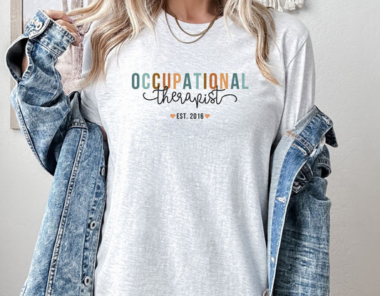 Personalized Occupational Therapist EST Shirt, Boho OT tee, Gift for OT, Unisex Bella Canvas