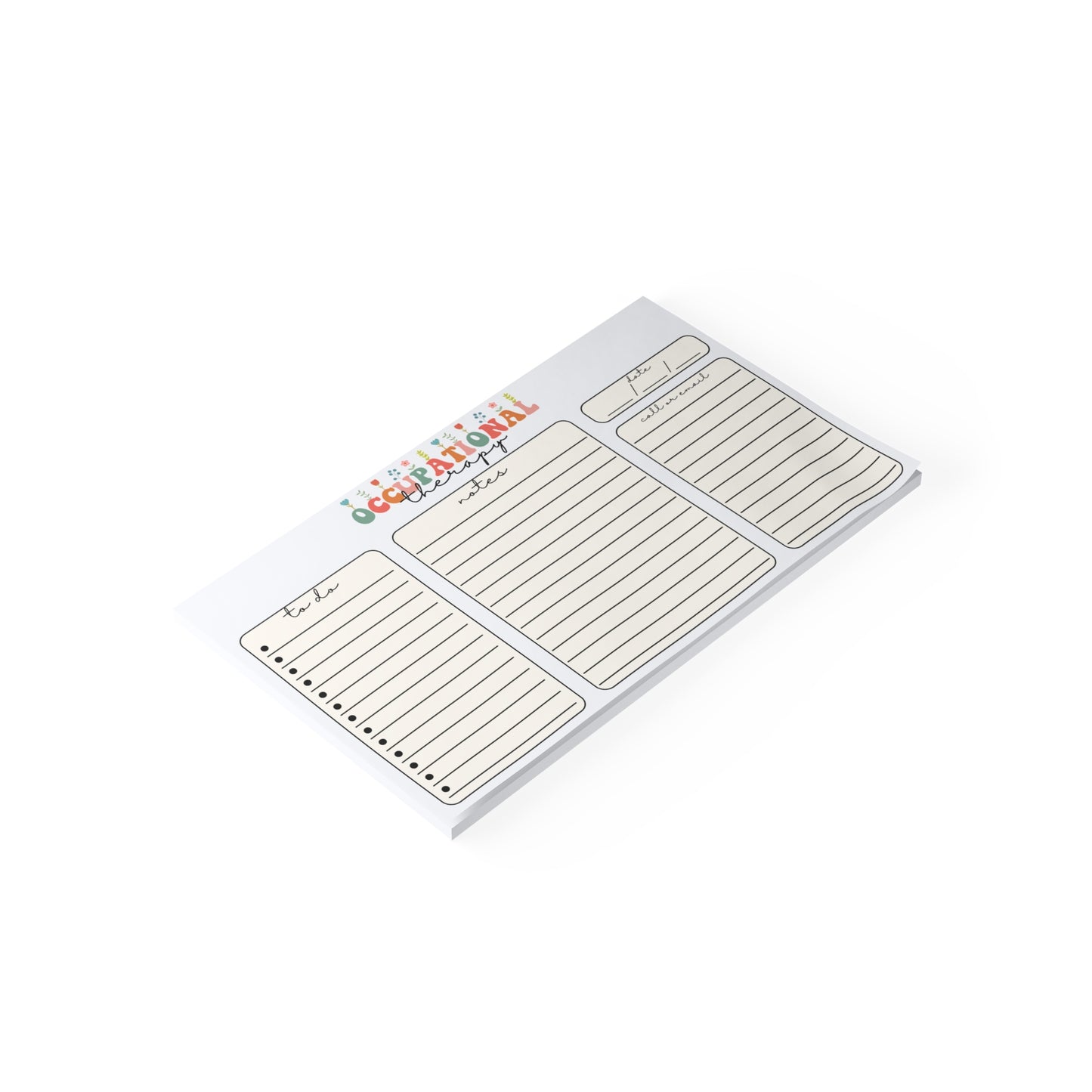 Floral Occupational Therapy Sticky Note Pads, Occupational Therapist to do list, Gift for OT OTA