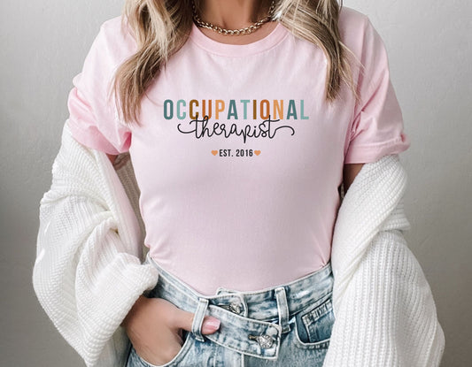 Personalized Occupational Therapist EST Shirt, Boho OT tee, Gift for OT, Unisex Bella Canvas