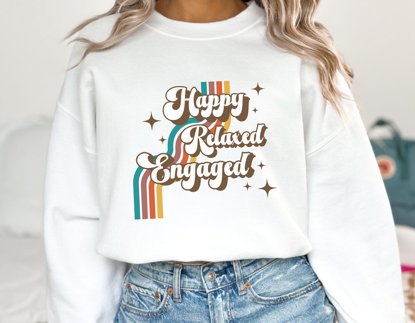 Happy Relaxed Engaged crewneck, Unisex Heavy Blend