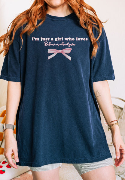 I'm just a girl who loves behavior analysis Shirt, rbt bcba tee, Gift for behavior analyst behavior technician, Comfort Colors aba therapist