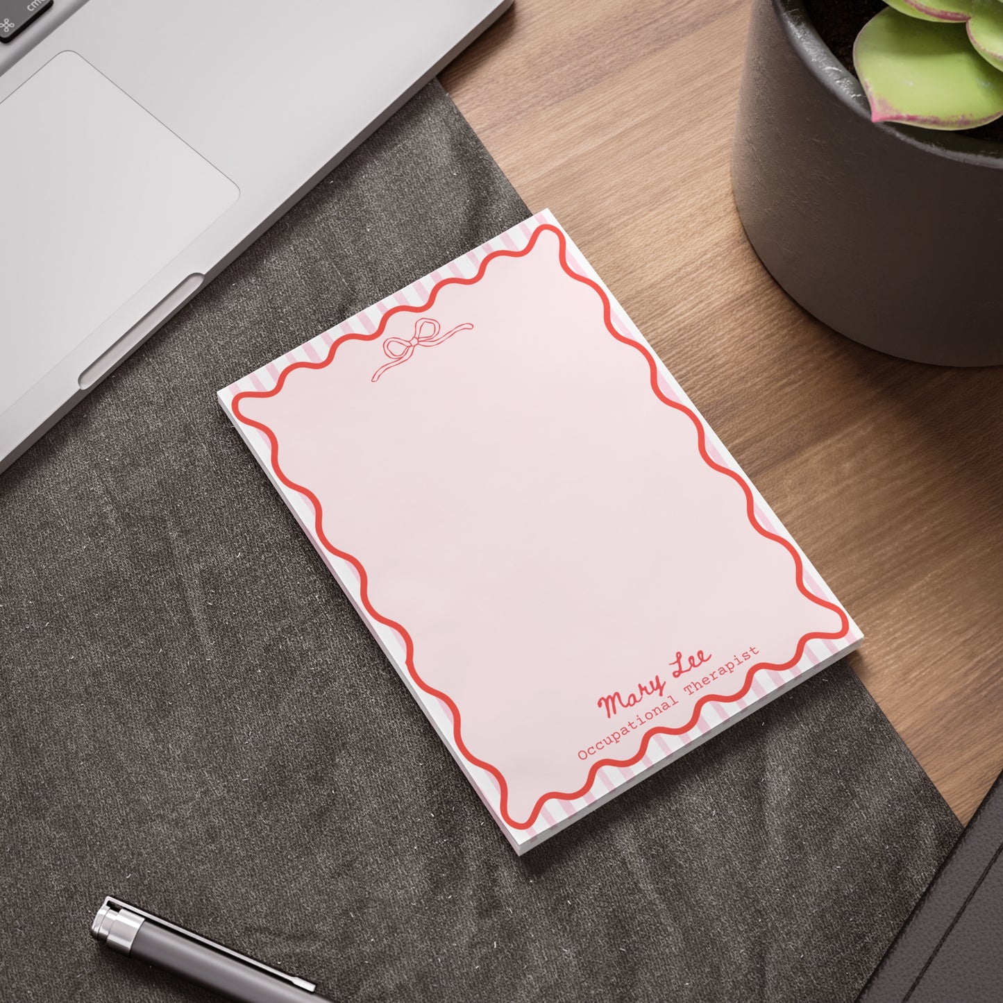 Personalized Occupational Therapist Post-it® Notes, Pink Bow OT Name Sticky Notes, Gift for Ot Ota