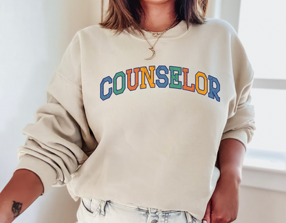 School Counselor Sweatshirt, Counselor Varsity crewneck, Gilden 18000 gift for counselor