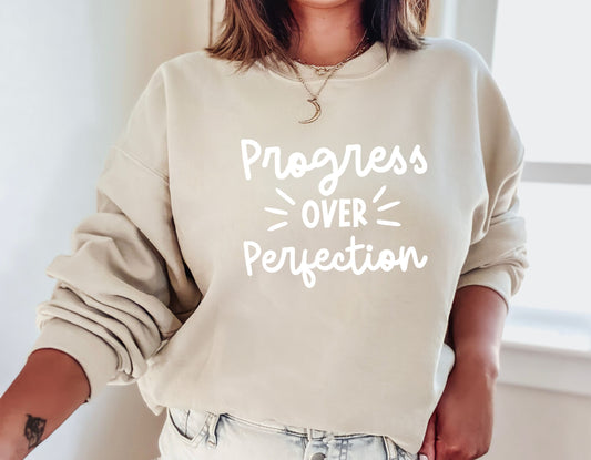 Progress over Perfection Sweatshirt, Special Education crewneck, SLP OT ABA Gilden 18000