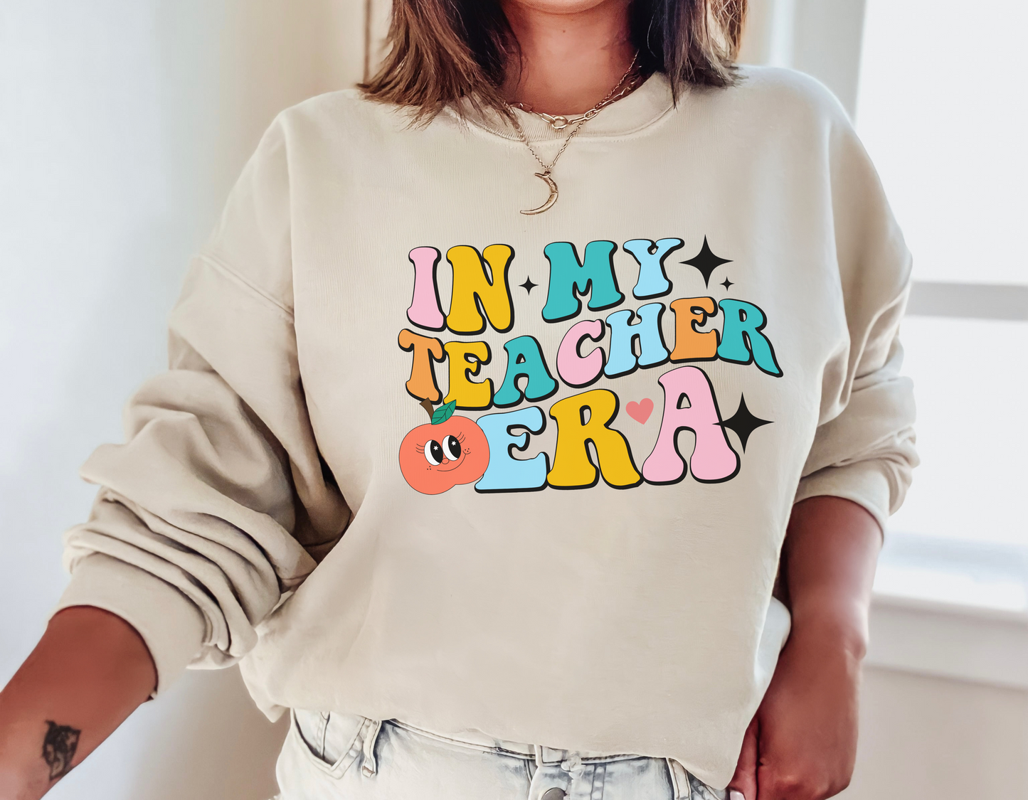 In My Teacher Era Sweatshirt, Retro Teacher Crewneck, Gilden Heavyblend Teacher sweatshirt