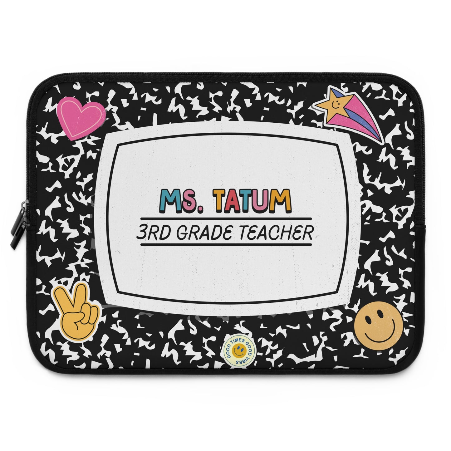 Personalized Composition Style Laptop Sleeve, Tablet Case for Teachers / Students, Custom Name Laptop Bag, Gift for Teacher