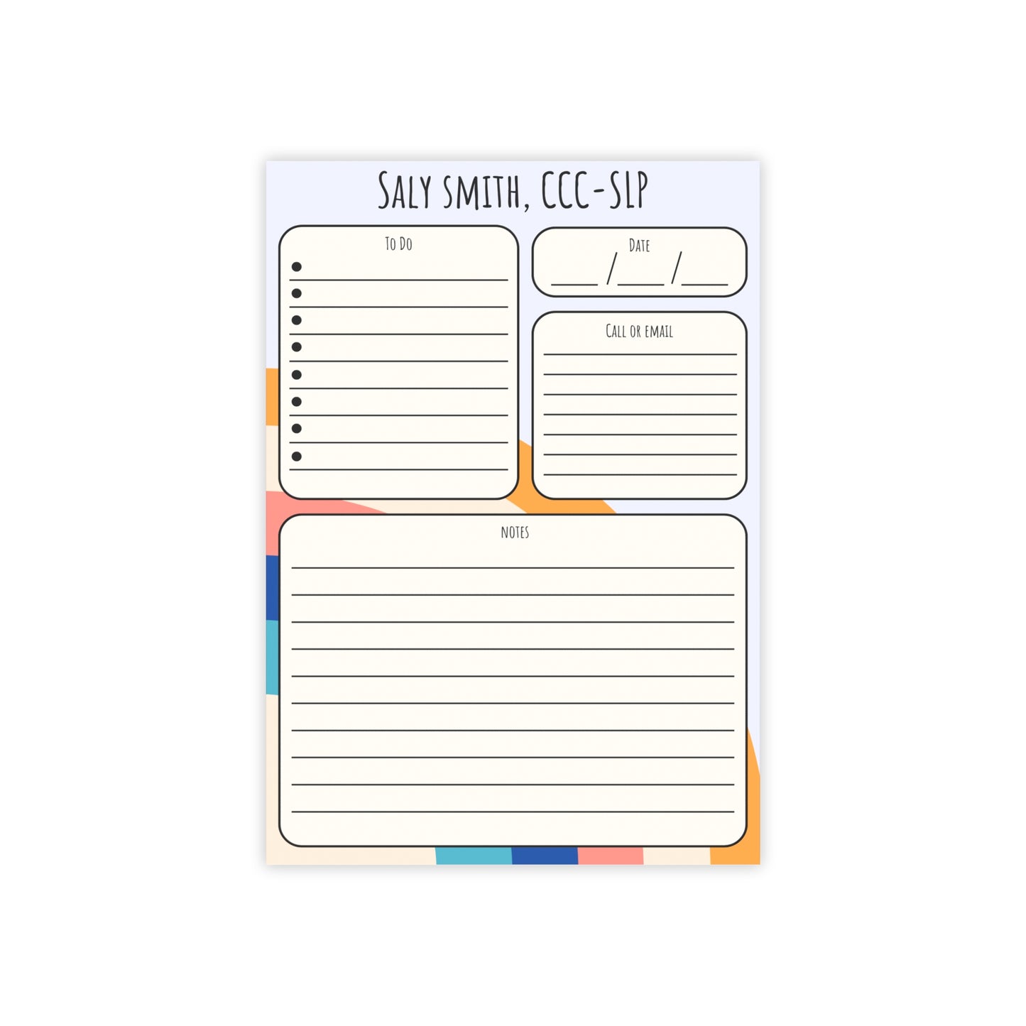 Personalized Rainbow Post it Note Pads, to do list, Organizational Gift, Custom sticky notes