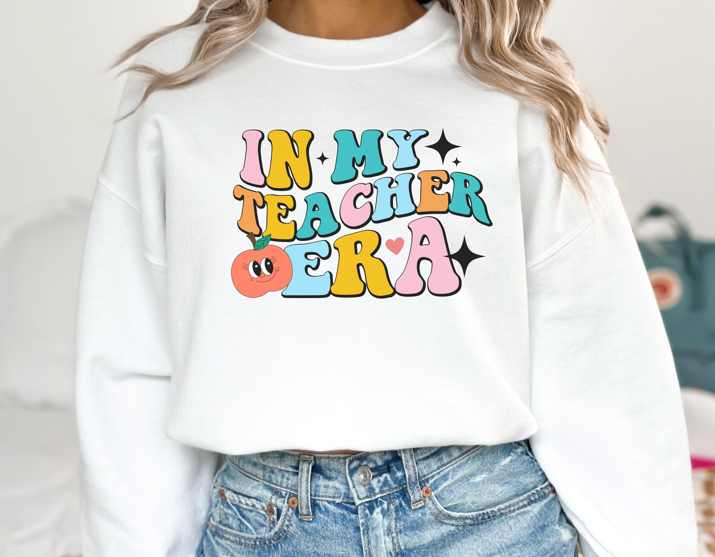 In My Teacher Era Sweatshirt, Retro Teacher Crewneck, Gilden Heavyblend Teacher sweatshirt