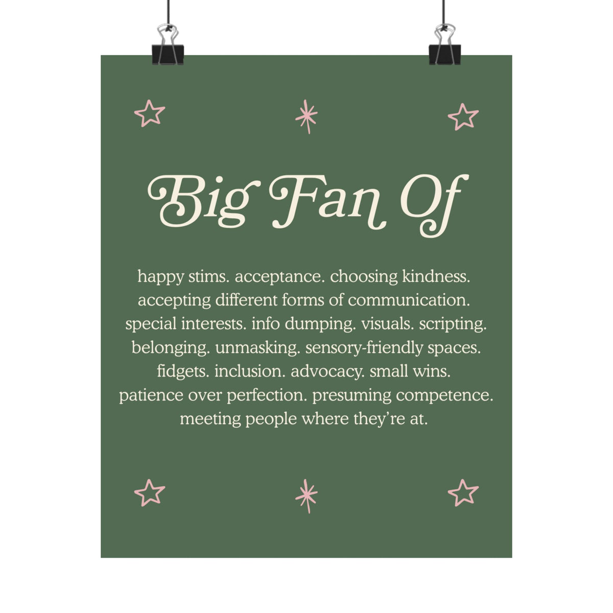 Big Fan Of Neurodiversity Poster | Autism Acceptance Wall Art | Autistic Joy Print