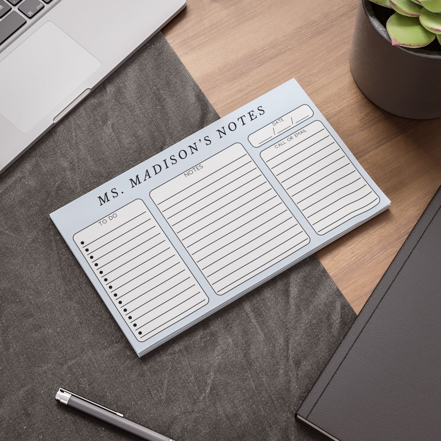 Personalized Minimalist Post-it® Note Pad, Gender Neutral Gift for Teacher Counselor Therapist