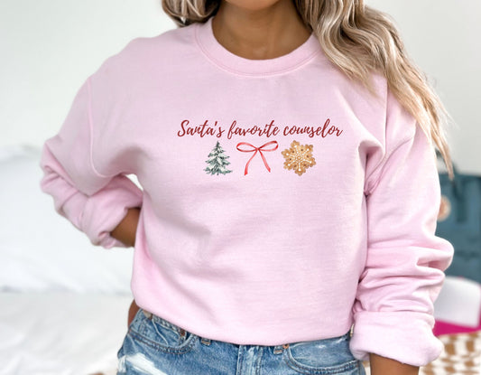 Christmas School Counselor Sweatshirt, Santa's Favorite Counselor crewneck, Comfort Colors holiday apparal, gift for counselor