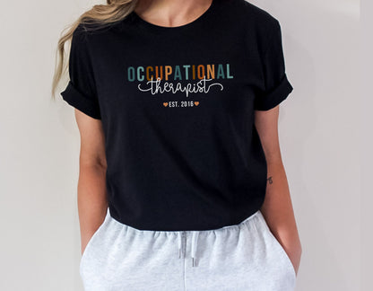 Personalized Occupational Therapist EST Shirt, Boho OT tee, Gift for OT, Unisex Bella Canvas