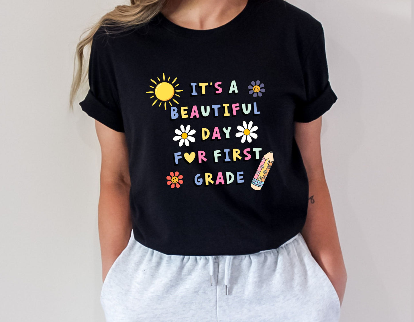 It's A Beautiful Day for First Grade Shirt, first grade teacher tee, Gift for teacher, Unisex Bella Canvas 1st grader shirt