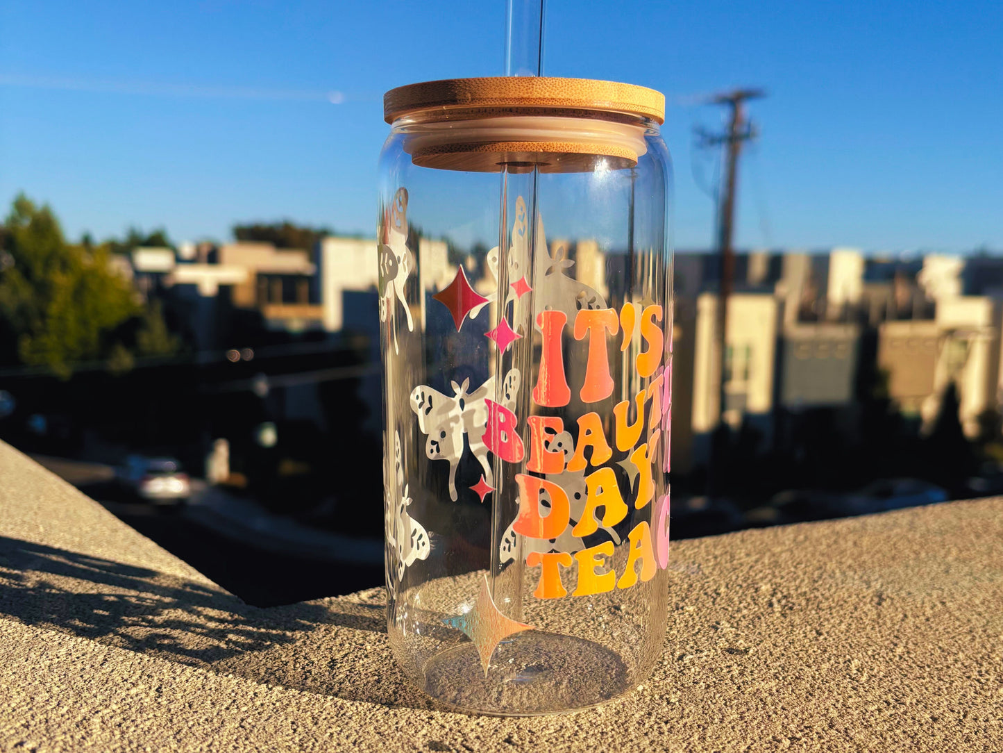 Teacher glass libby coffee cup, Teacher drinking glass, Its a beautiful day to teach, gift for teacher, gift for para