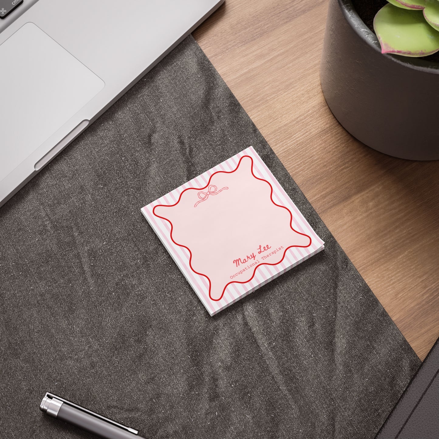 Personalized Occupational Therapist Post-it® Notes, Pink Bow OT Name Sticky Notes, Gift for Ot Ota