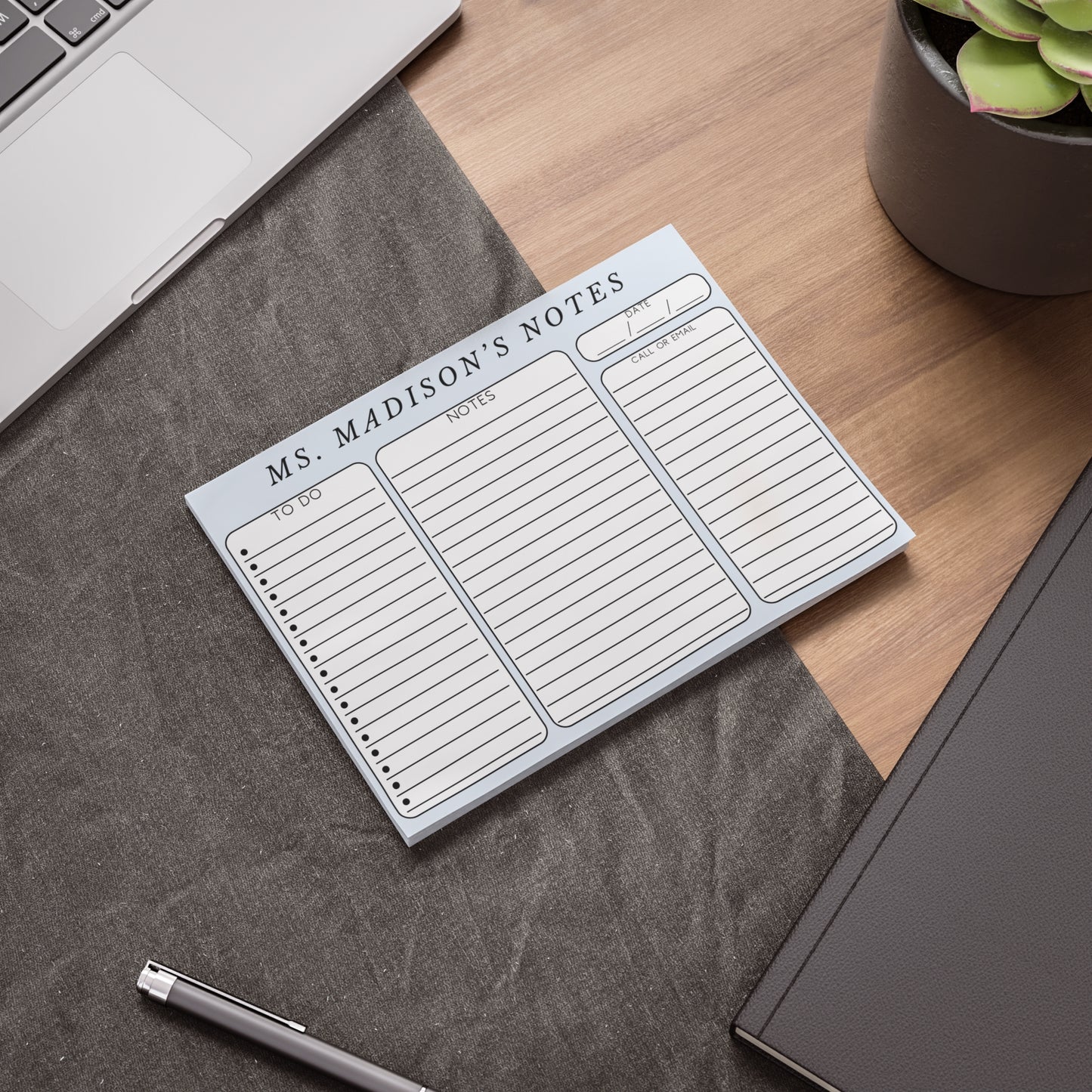 Personalized Minimalist Post-it® Note Pad, Gender Neutral Gift for Teacher Counselor Therapist