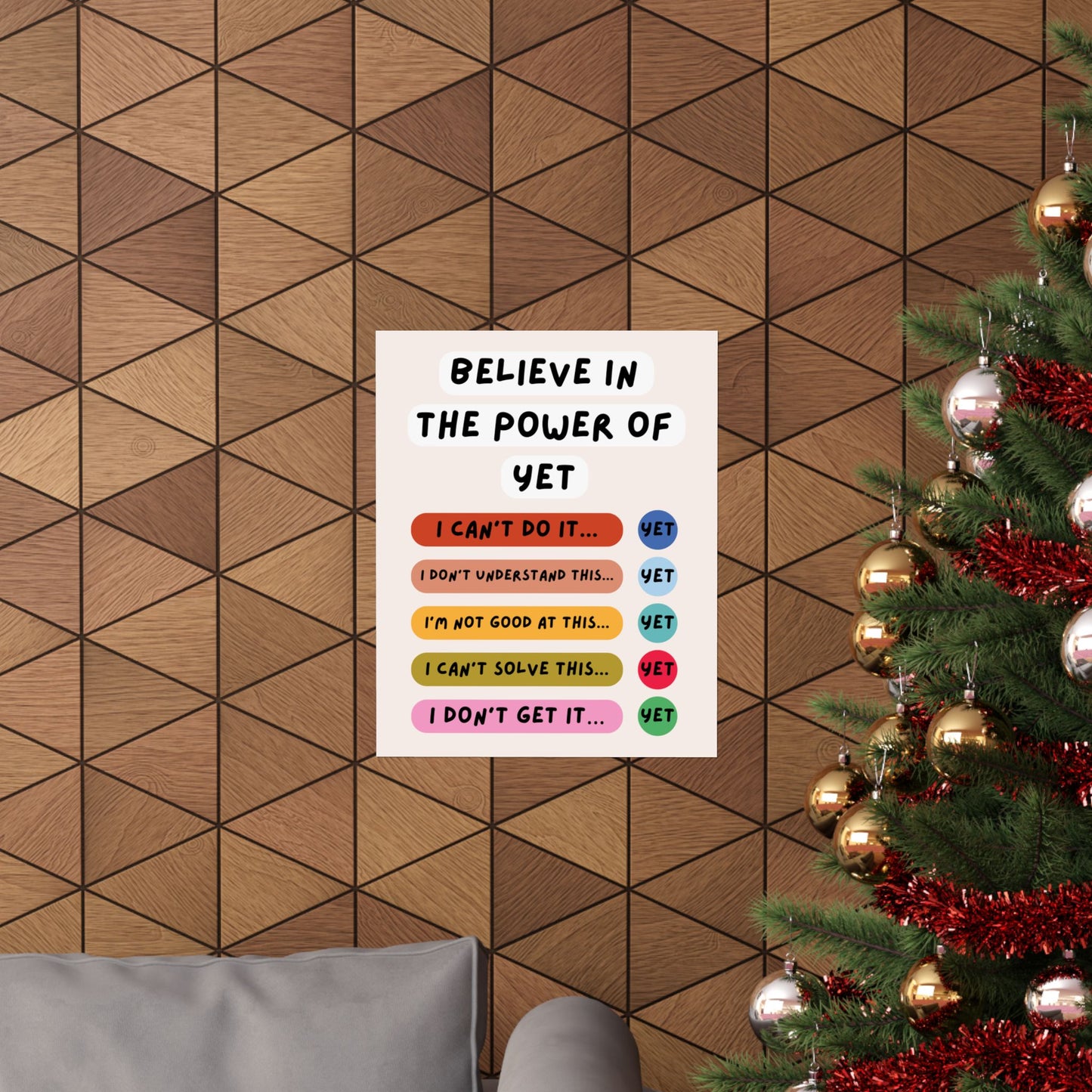 Power of Yet Classroom Counselor Office Wall Art Print, Growth Mindset Teacher Inspirational Educational Decor