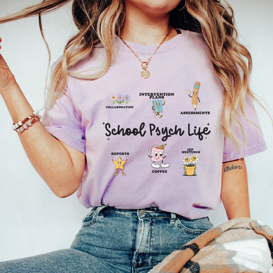 Comfort Colors Retro School Psych Shirt, School psychologist t shirt, gift for school psych