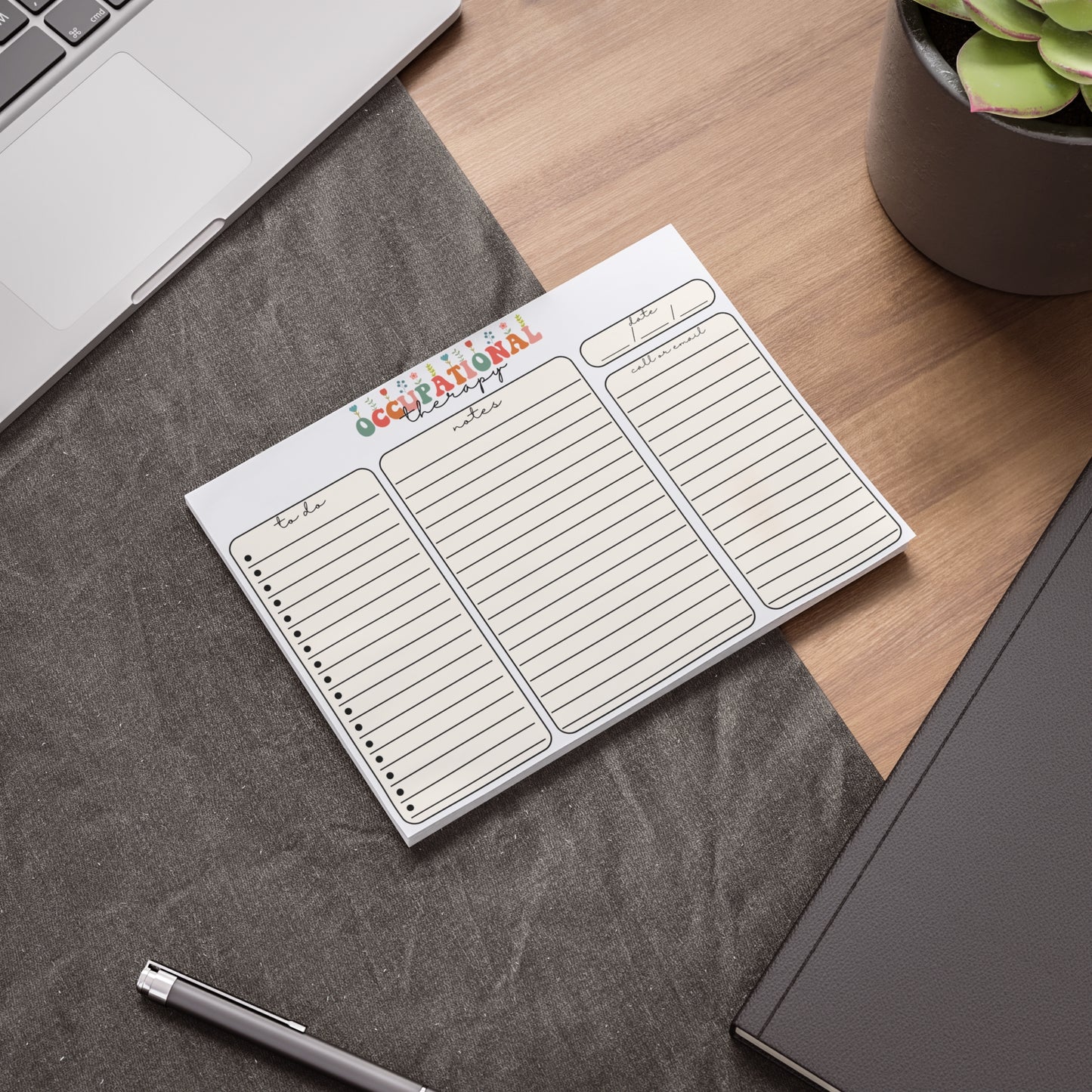Floral Occupational Therapy Sticky Note Pads, Occupational Therapist to do list, Gift for OT OTA