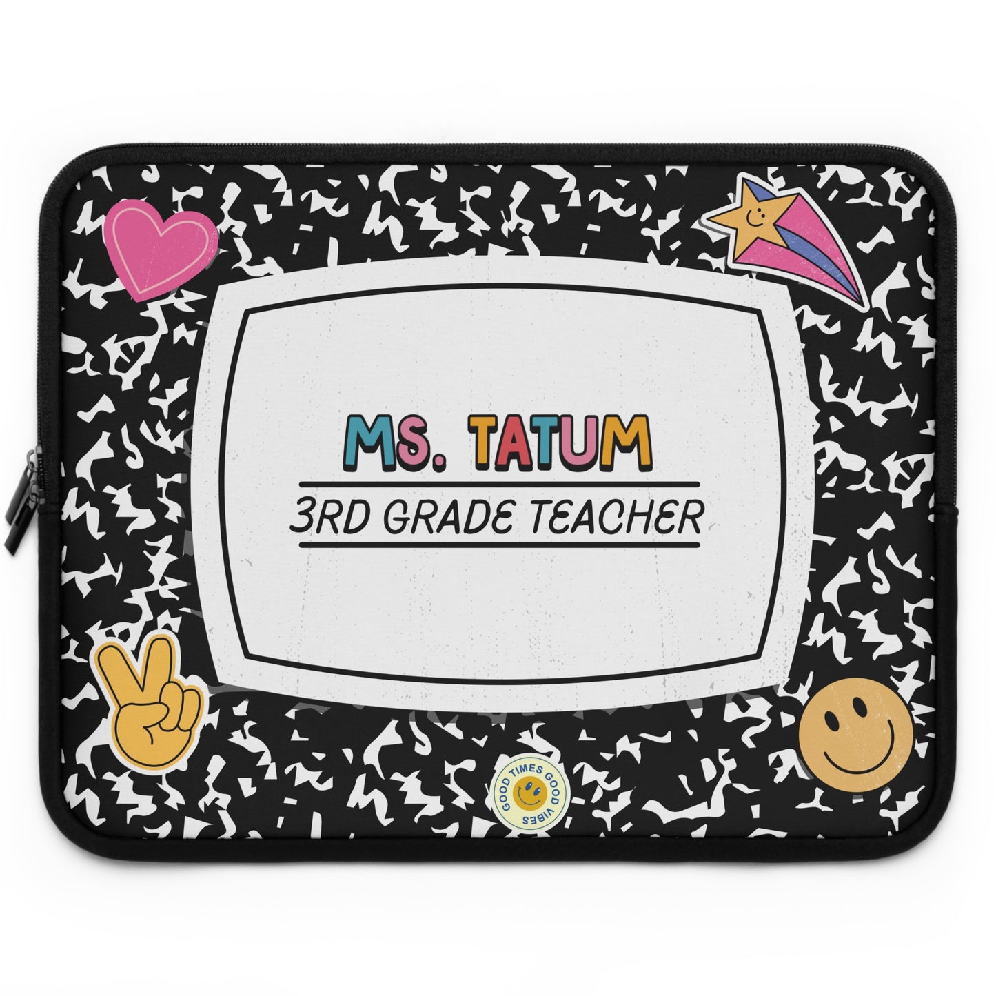 Personalized Composition Style Laptop Sleeve, Tablet Case for Teachers / Students, Custom Name Laptop Bag, Gift for Teacher