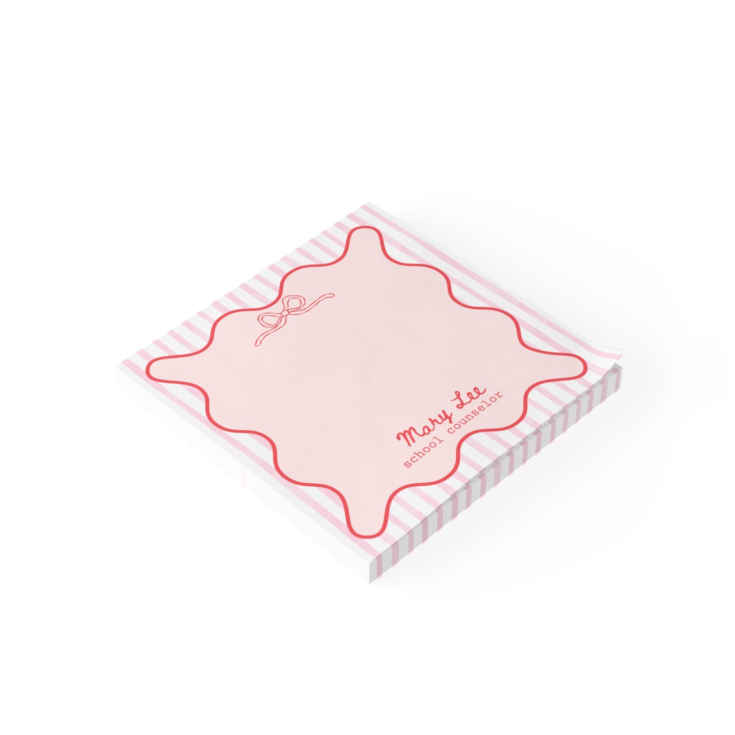 Personalized Post-it® Notes for Teacher, Counselor, Therapist, Custom Pink Bow Sticky Notes