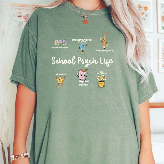 Comfort Colors Retro School Psych Shirt, School psychologist t shirt, gift for school psych