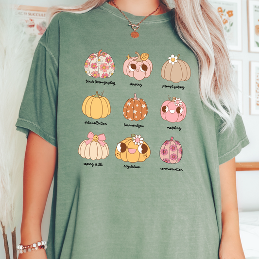 Fall Pumpkins ABA Tee, Halloween Behavior Analysis shirts, Fall Bcba Rbt Graphic Tee, Gift for Aba Therapist