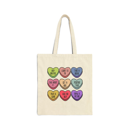 Teacher Conversation Hearts Tote bag, Coping strategies tote, aba therapist bag, special education Cotton Canvas Tote Bag