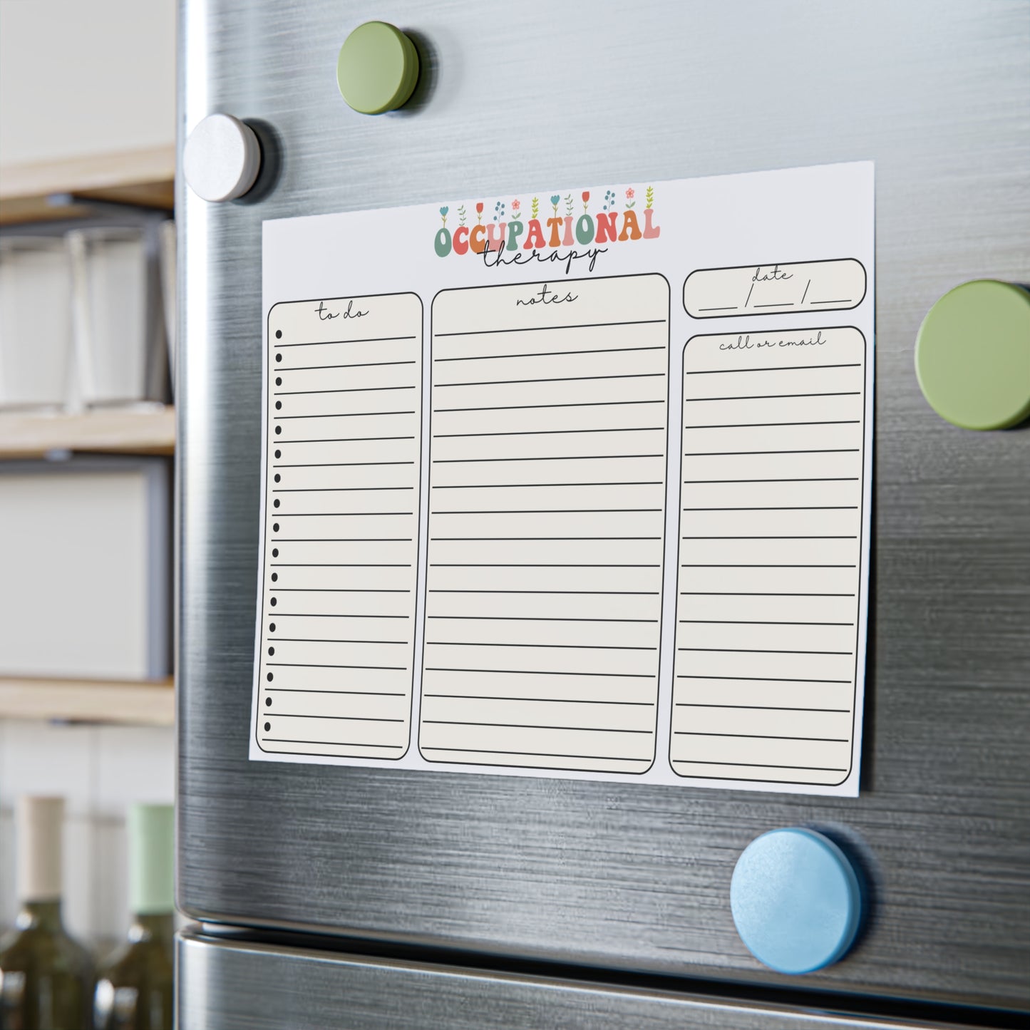 Floral Occupational Therapy Sticky Note Pads, Occupational Therapist to do list, Gift for OT OTA