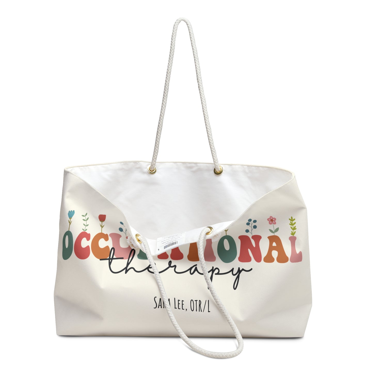 Personalized Large OT Tote Bag, Floral Occupational Therapy Weekender Bag - Custom Tote for OT OTA