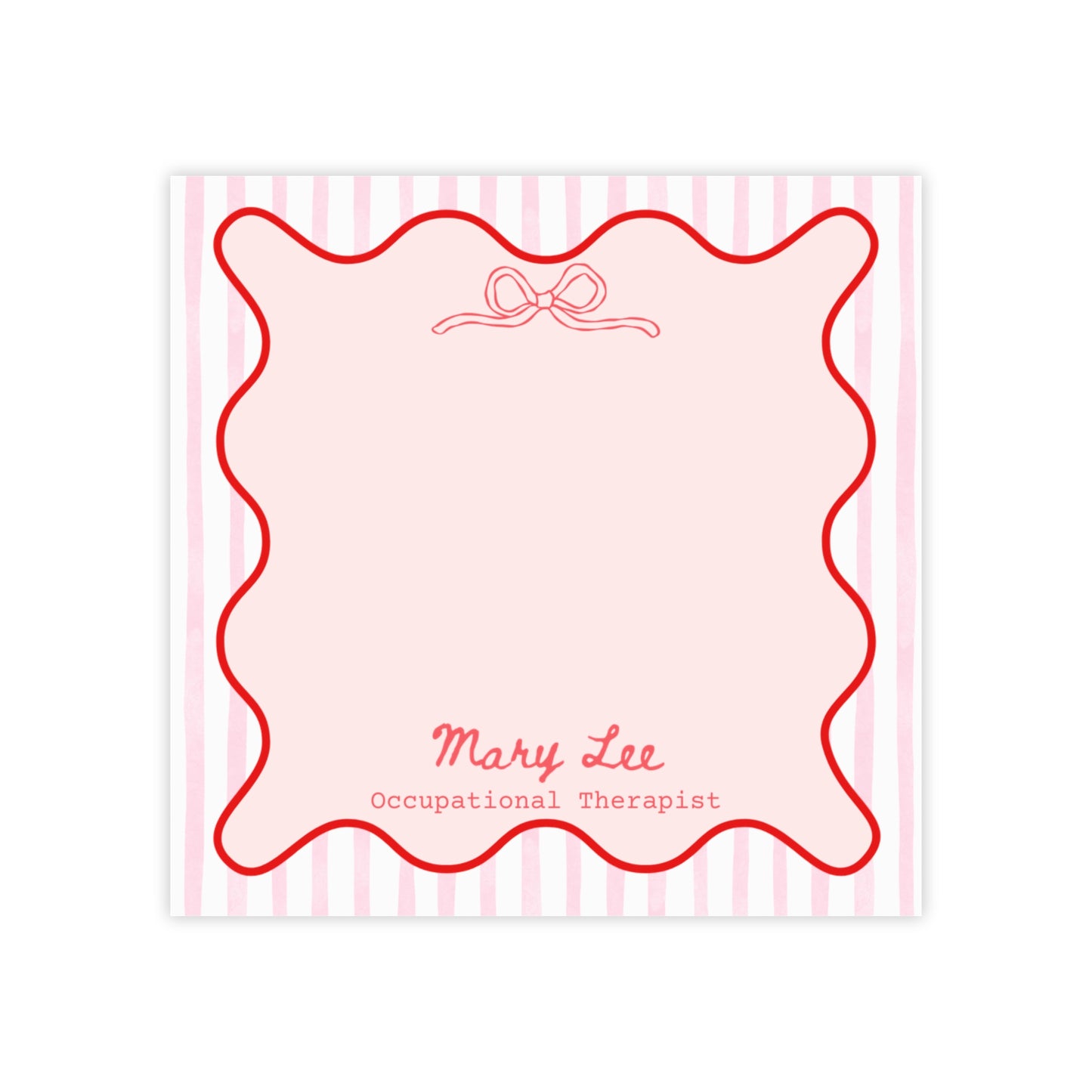 Personalized Occupational Therapist Post-it® Notes, Pink Bow OT Name Sticky Notes, Gift for Ot Ota
