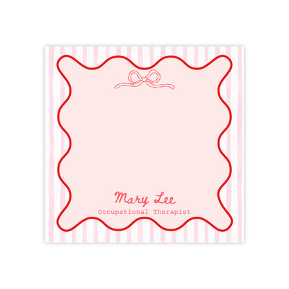 Personalized Occupational Therapist Post-it® Notes, Pink Bow OT Name Sticky Notes, Gift for Ot Ota