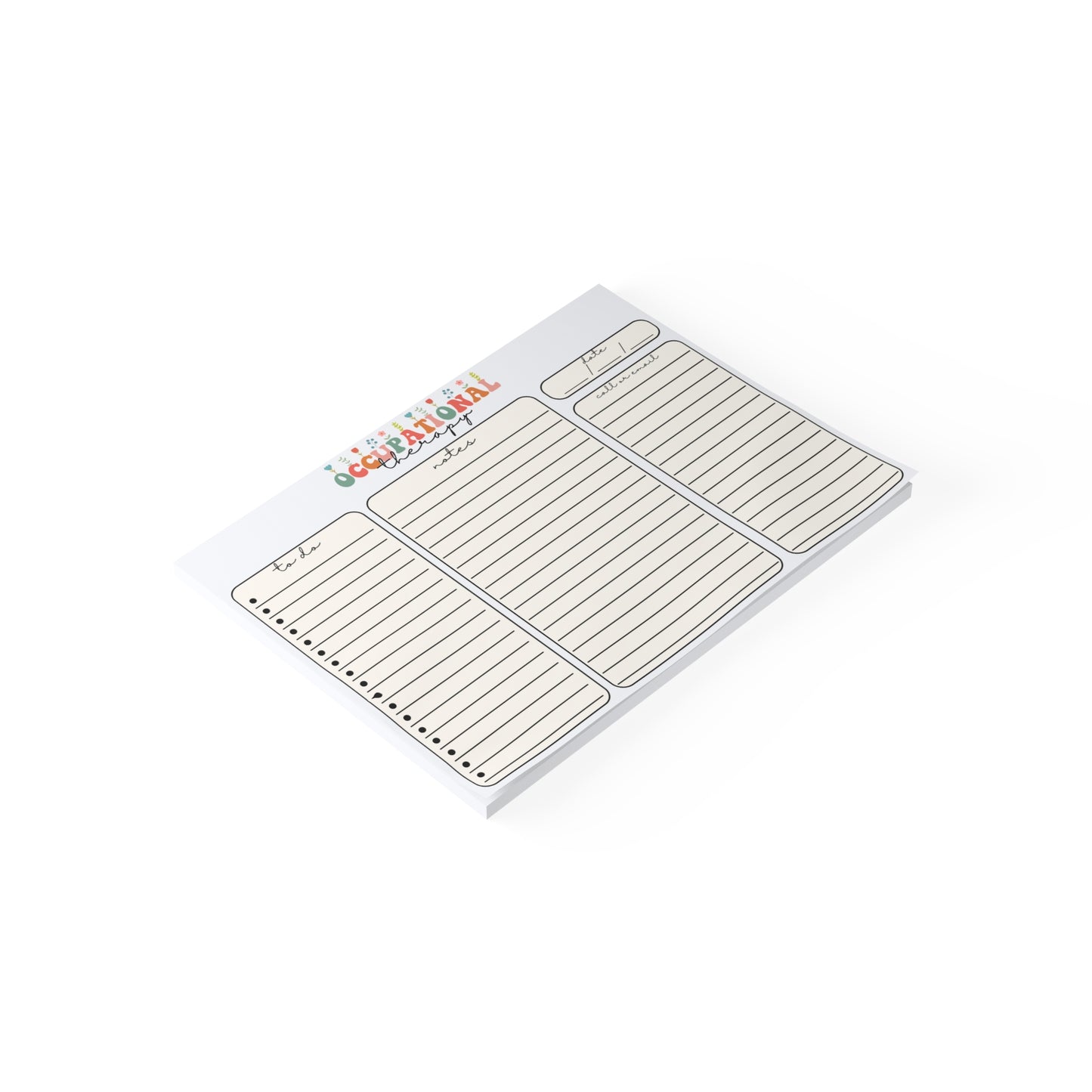 Floral Occupational Therapy Sticky Note Pads, Occupational Therapist to do list, Gift for OT OTA