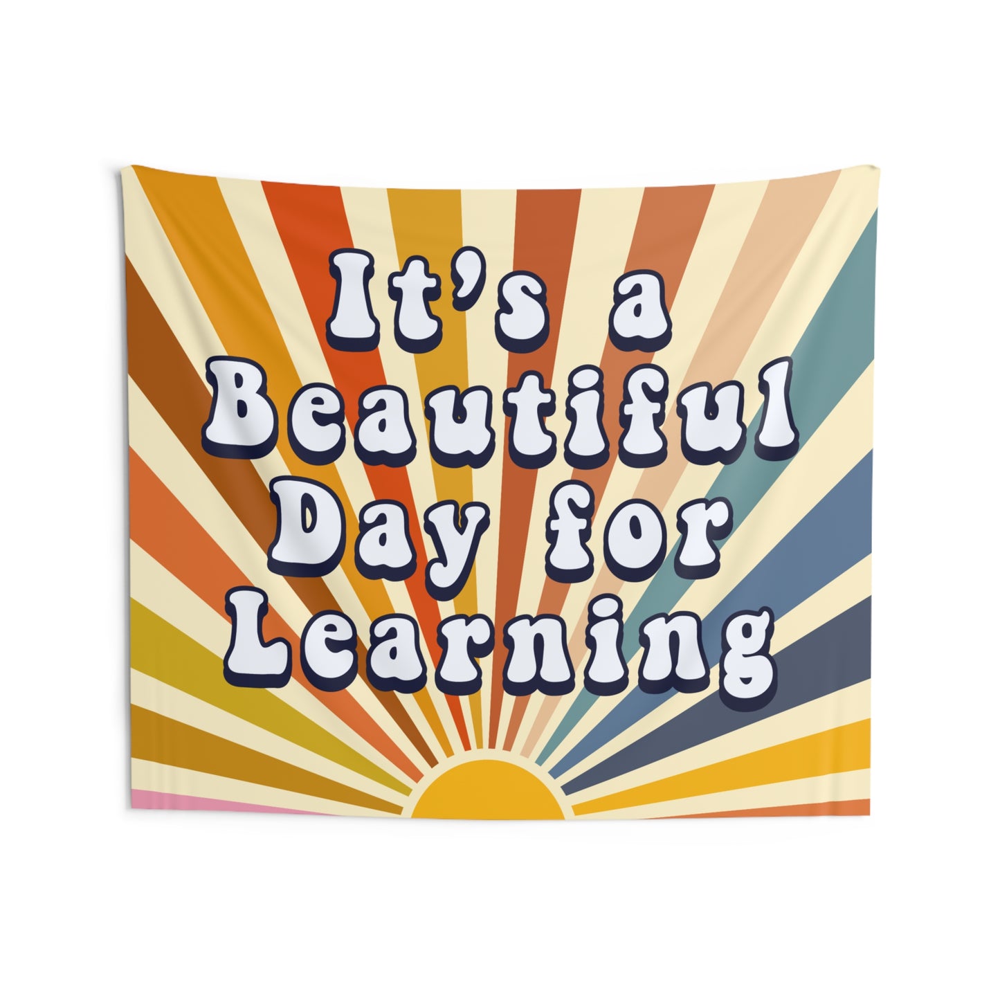 Retro Sun Classroom Tapestry, It's a Beautiful Day for Learning Class Decor, Retro classroom decor, Teacher wall art, Classroom welcome sign