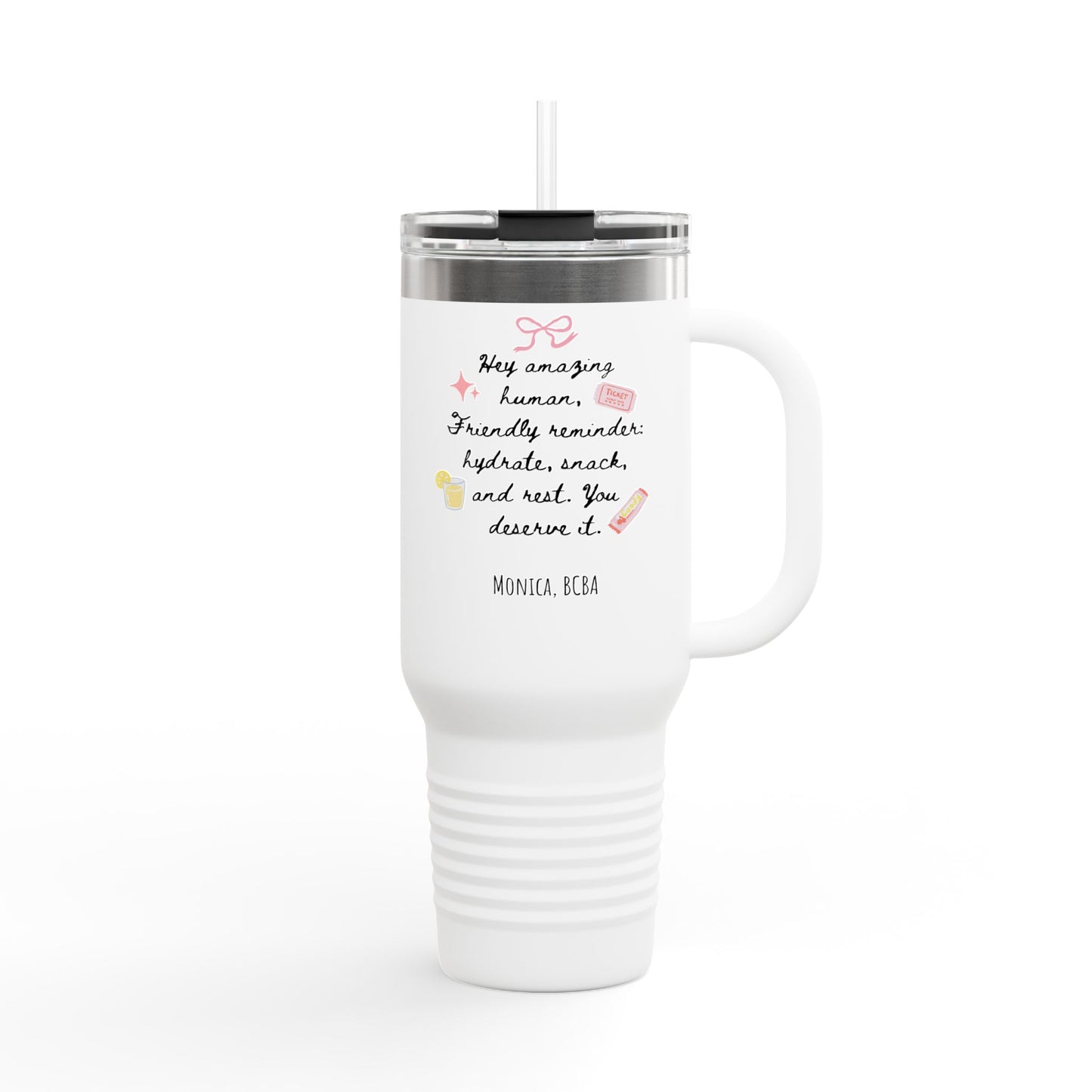 Hey Amazing Human” Travel Mug – Personalized Self-Care Reminder Cup for Teachers & Therapists, 40oz