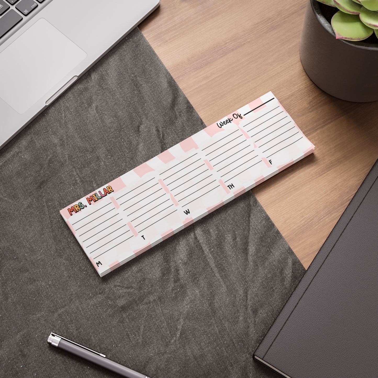 Personalized Weekly Planner Post-it Note Pads | Teacher Desk Planner