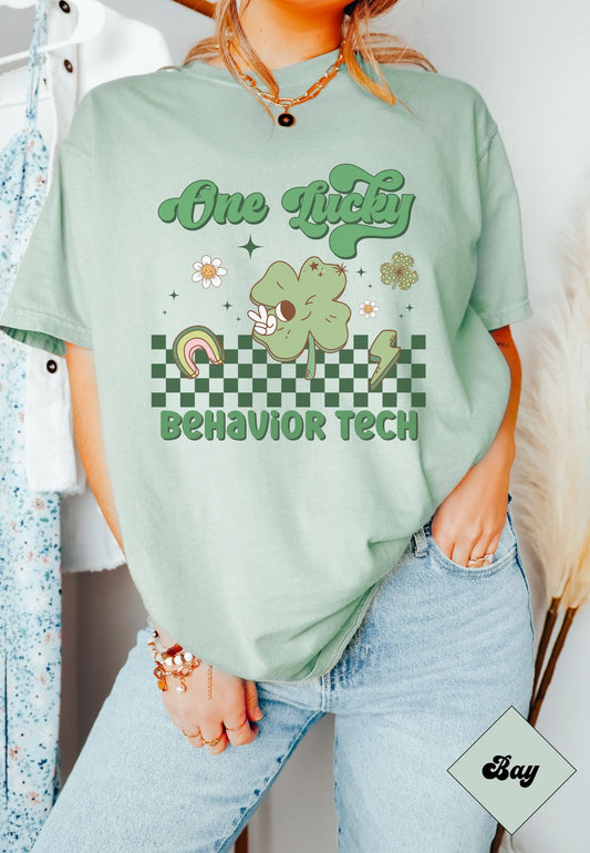 St. Patrick's Day RBT Shirt, Behavior Tech Spring Tee, One Lucky Behavior Tech