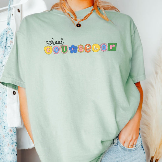 Comfort Colors school counselor Tee, retro school counselor, gift for school counselor