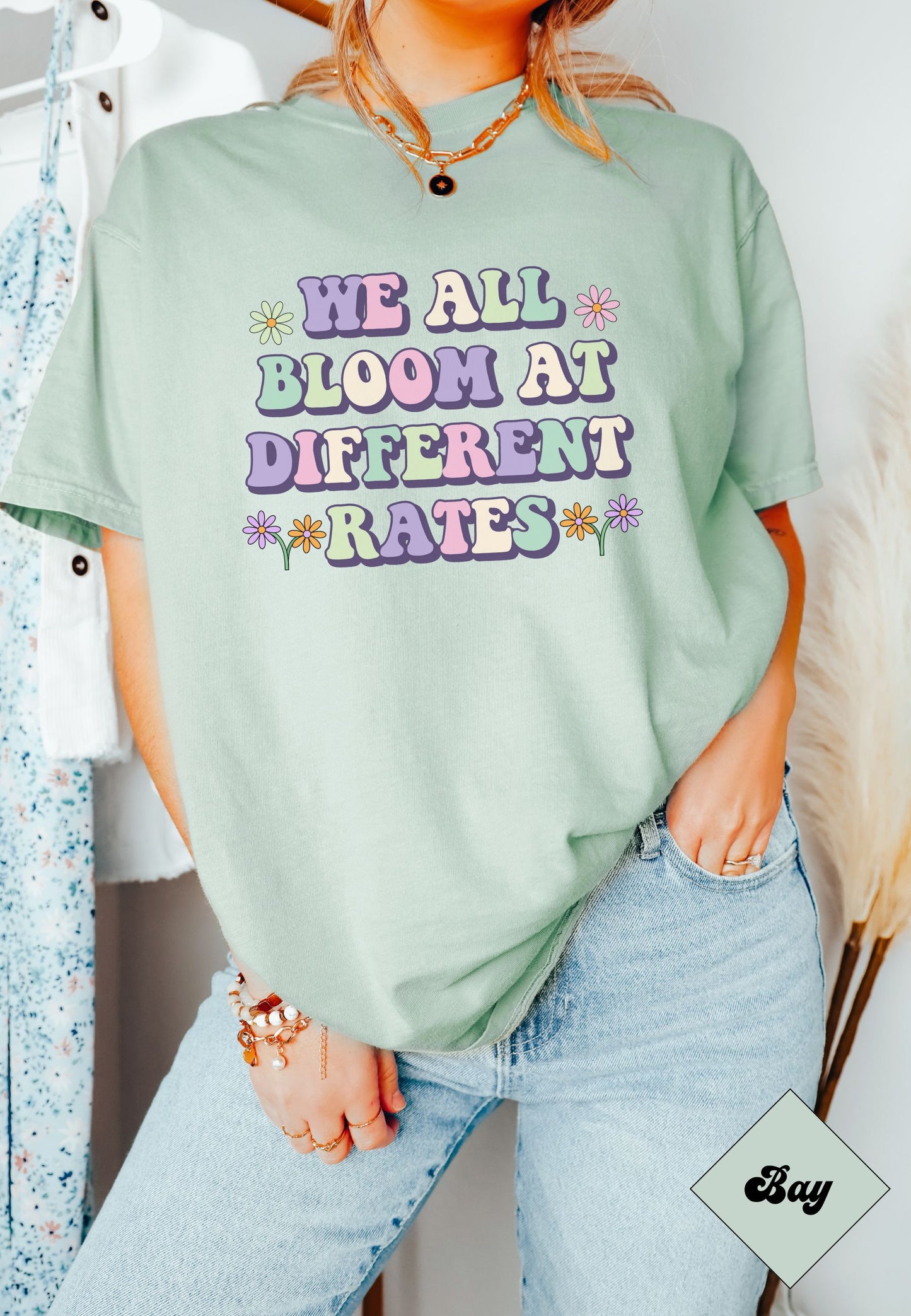 We all Bloom at Different Rates tee, spring teacher tee, Gift for teacher, special education shirt, OT aba slp rbt bcba shirt