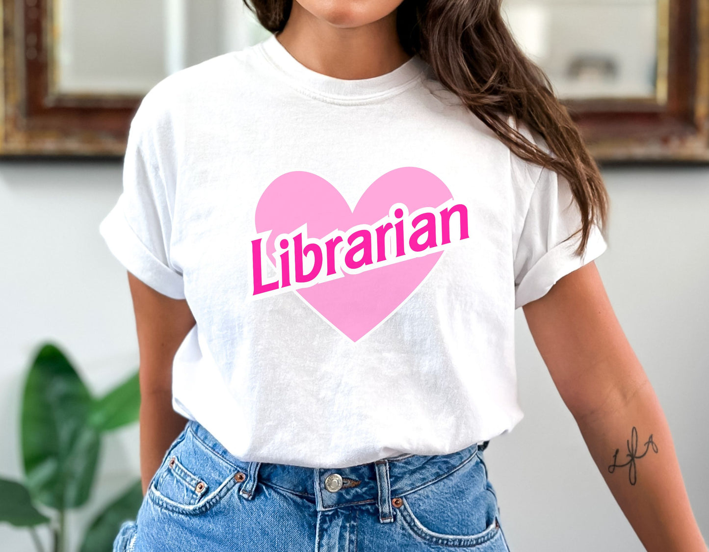 Pink 90s Librarian shirt, Doll themed librarian, Librarian Heart Shirt, Unisex Comfort Colors® 1717