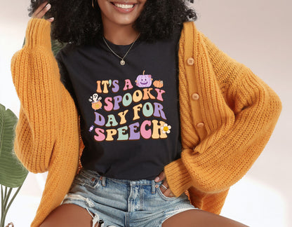 Halloween Speech Therapy Tee, It's a Spooky Day for Speech, Comfort Colors SLP SLPA shirt