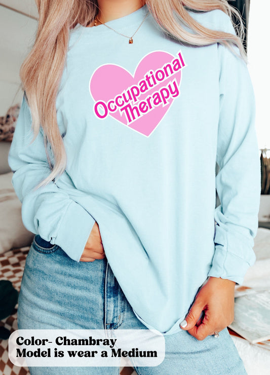 OT Doll themed shirt, 90s Occupational Therapy, OTA long sleeve, Unisex Garment-dyed Long Sleeve T-Shirt