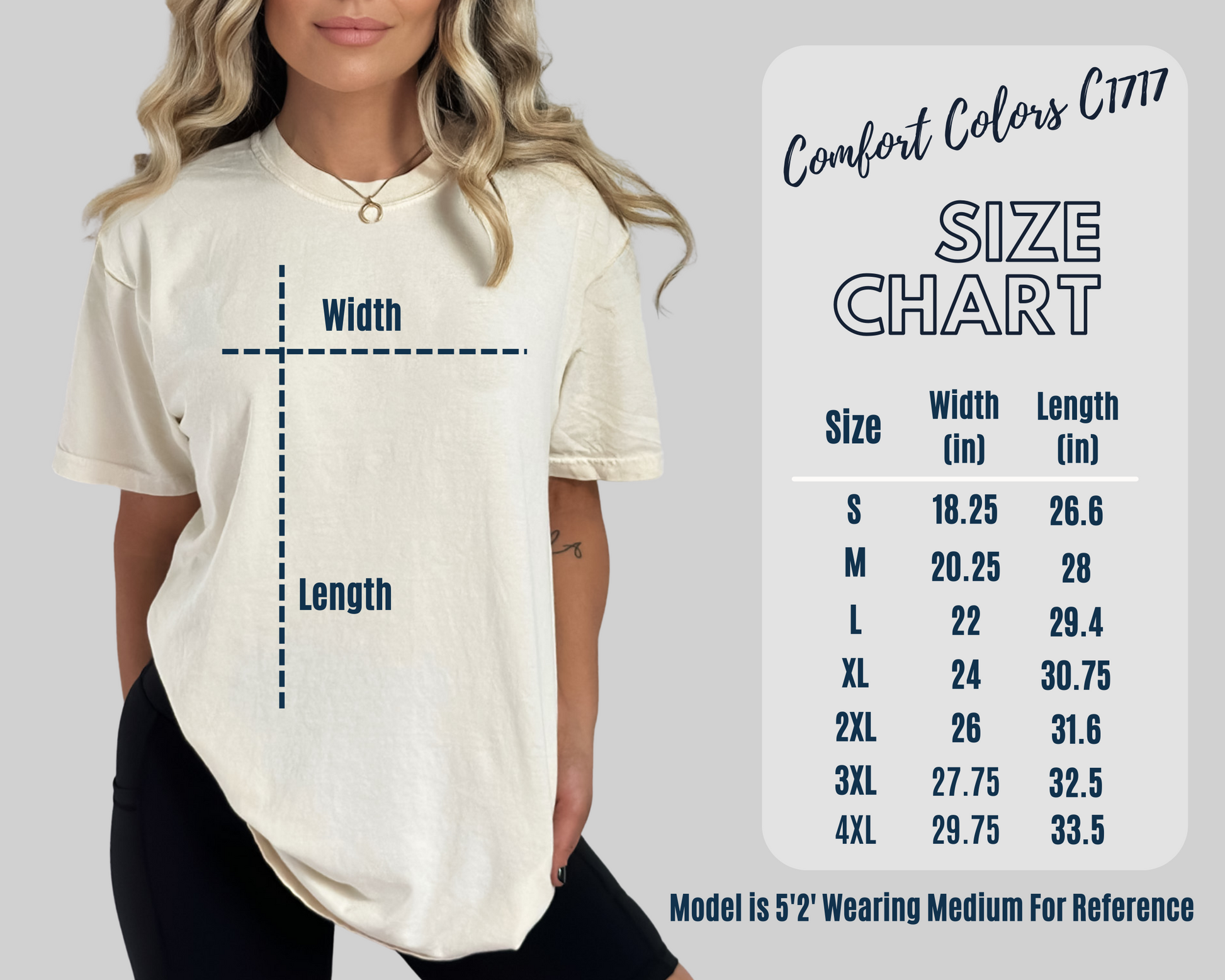 Comfort Colors C1717 Ivory Shirt CC Mockup Ivory Colored Shirt Unisex  Sizing Model Mock up Tee Size Chart -  Canada