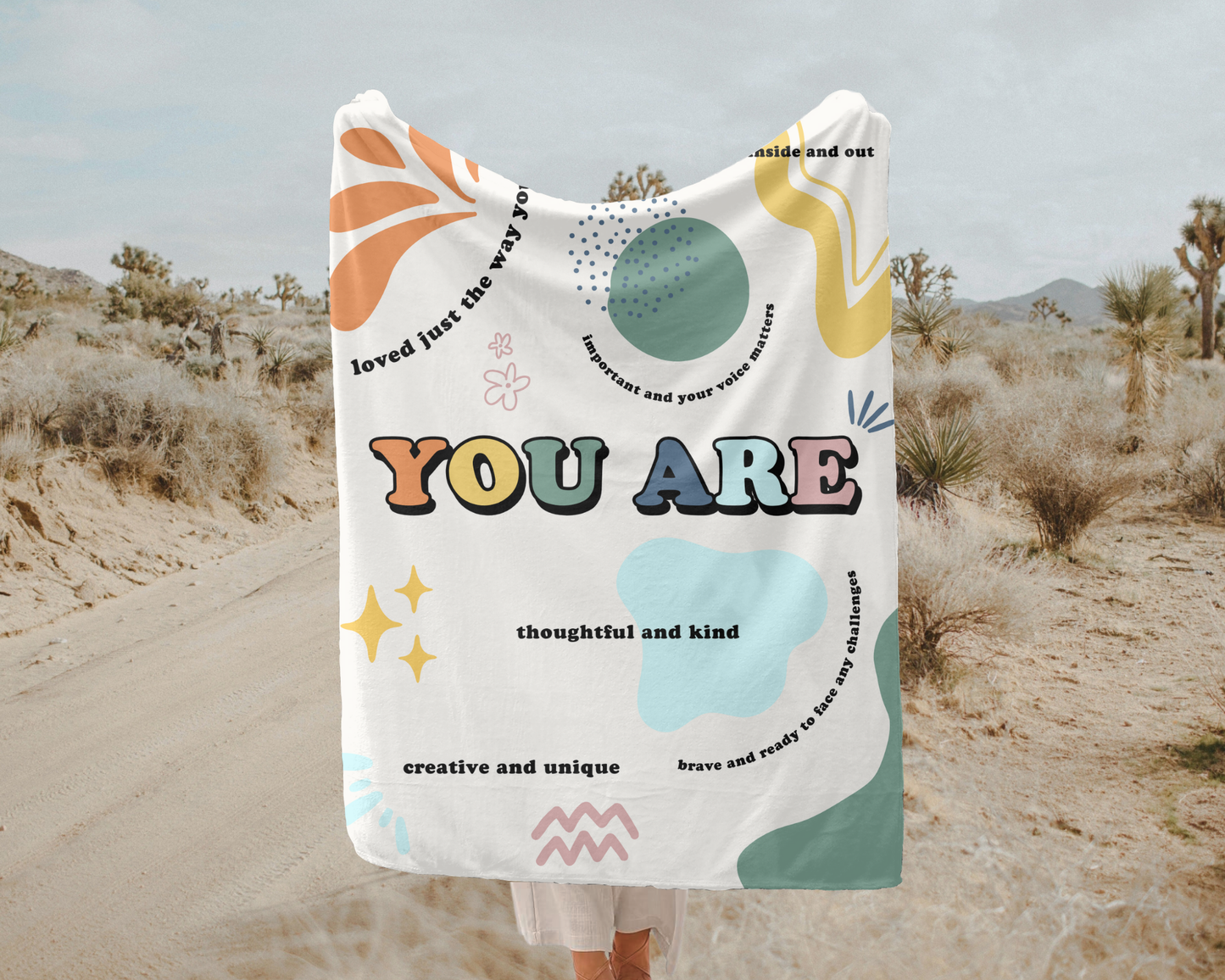 Positive affirmation throw blanket, You are blanket for kids, childrens boho Velveteen Plush Blanket