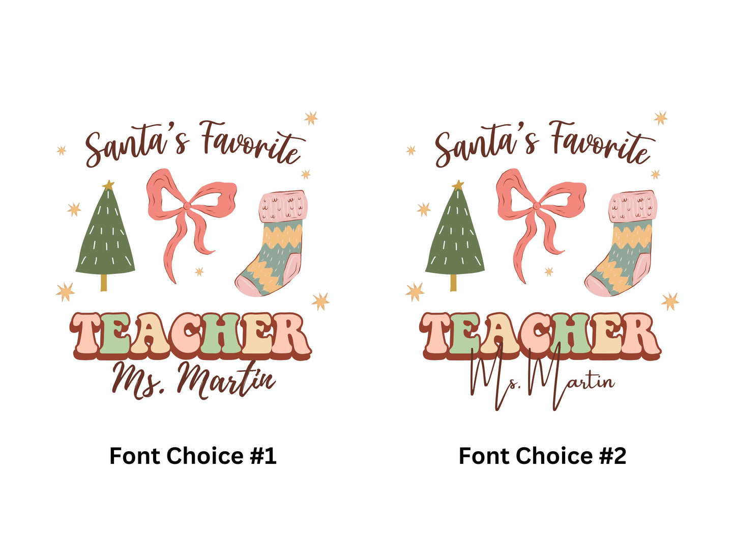 Personalized Teacher Holiday Shirt, Custom Christmas Retro teacher shirt, cute teacher apparel with name, holiday gift for teacher