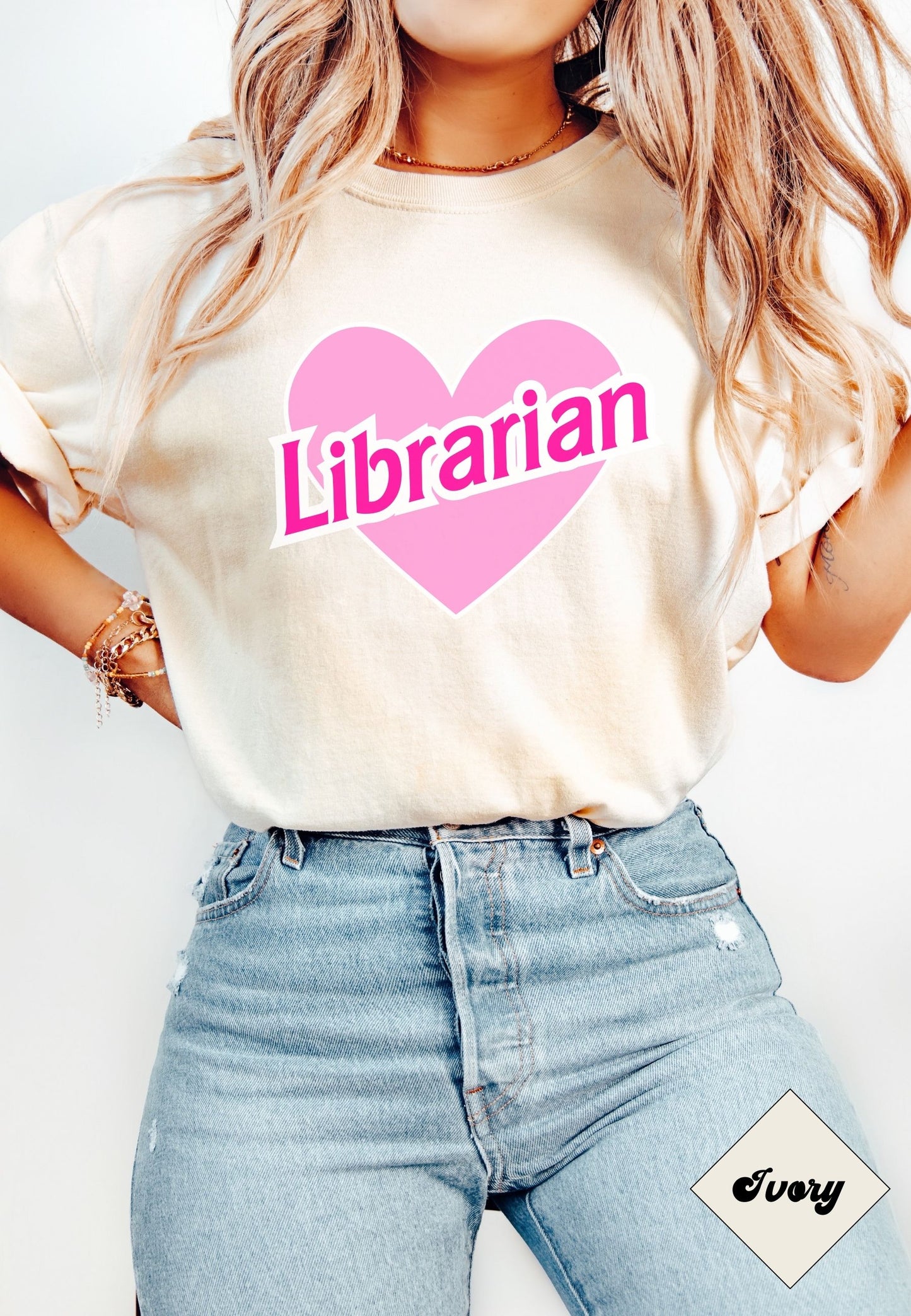 Pink 90s Librarian shirt, Doll themed librarian, Librarian Heart Shirt, Unisex Comfort Colors® 1717