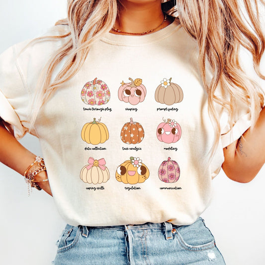 Fall Pumpkins ABA Tee, Halloween Behavior Analysis shirts, Fall Bcba Rbt Graphic Tee, Gift for Aba Therapist