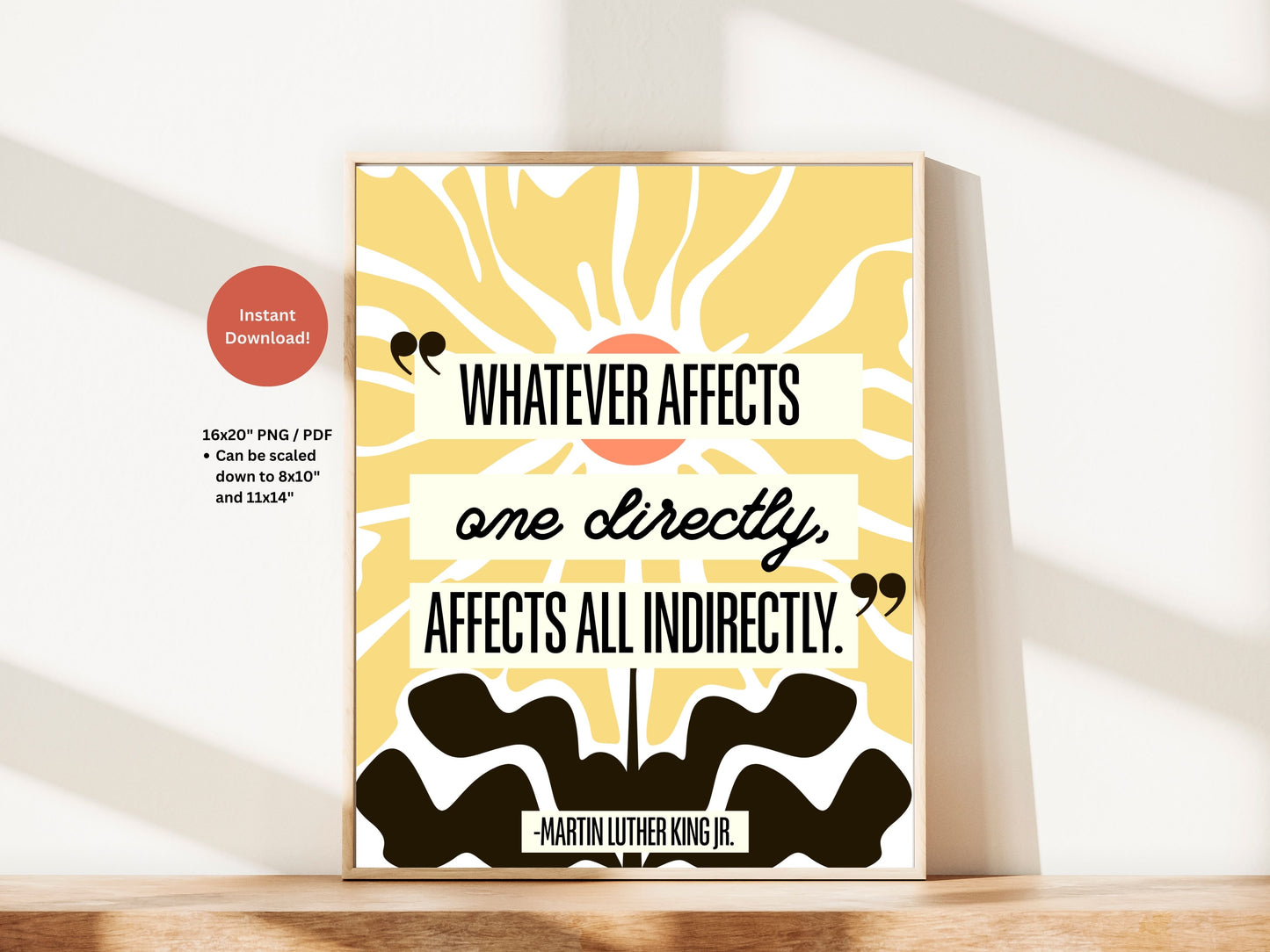 Whatever affects one directly, affects all indirectly - Digital Poster Print Download