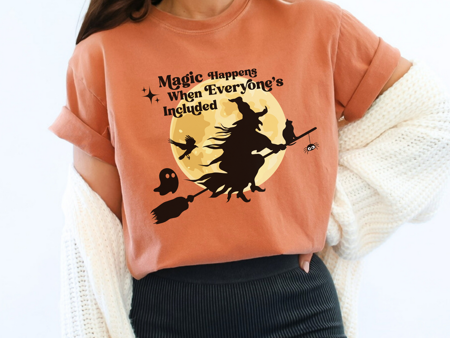 Magic Happens When Everyone's Included, Inclusion and Advocacy Halloween T-Shirt, Inclusive Spooky Tee, Gift for Advocate